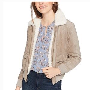 ira reversible jacket w/ faux fur lining in pebble PREOWNED/USED cupcakes & cash